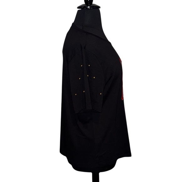 NWT Black T-Shirt with Red Glitter Lips Plus 4X - Picture 2 of 14